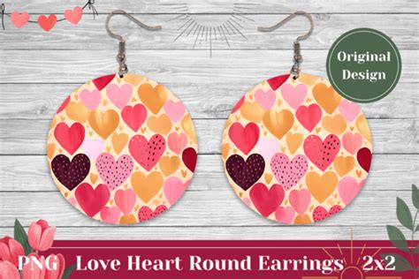 Cute Love Hearts Round Earring Design Graphic By Ailirel Design