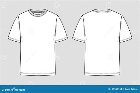 Men`s Round Neck T Shirt Templates Front And Back Views Vector Illustration Cartoondealer