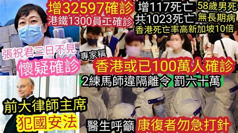 3月2本港或「已100萬人確診」香港確診死亡率「高新加坡10倍」晞哥伍仔「香港人大大鑊」晨早新聞報「串」 Youtube