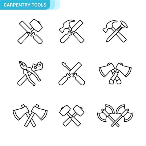 Ensemble D icônes Liées Aux Outils De Menuiserie Divers Outils De