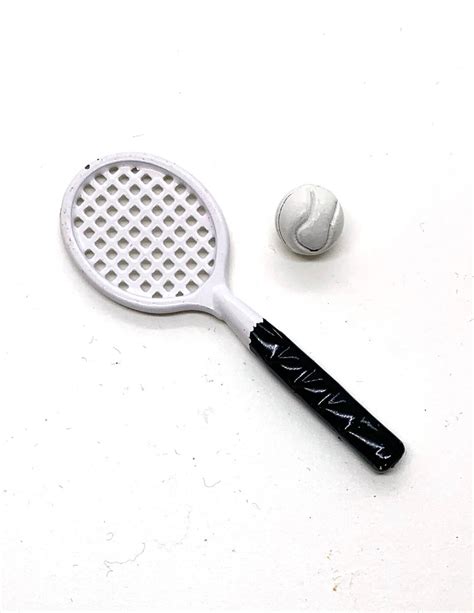 Miniature Tennis Racket Ball Sports Equipment Set Of 2 Dollhouse Sports