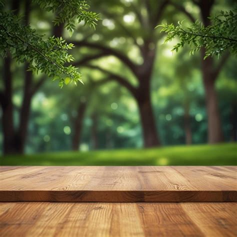 Premium Photo Wooden Table For Product Display On Green Nature