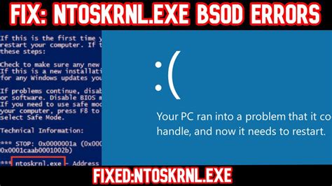 How To Fixed Ntoskrnl Exe Bsod Errors Windows Youtube