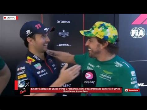 Emotivo Abrazo De Checo P Rez Y Fernando Alonso Tras Tremenda Carrera