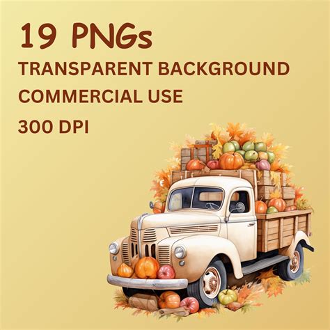 Camion Dautomne PNG Avec Pumpkin ClipArt Thanksgiving PNG Etsy France