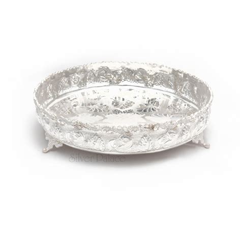 Silver Kodi Design Plate For Pooja And Wedding Purpose - Silver Palace