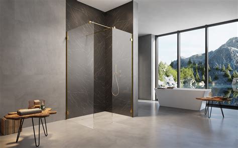 Essenza Pro Gold Walk In Iii Golden Shower Enclosure Shower Glass