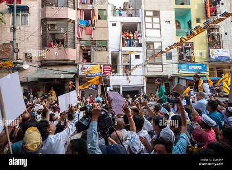 New Delhi India 27th Apr 2024 Aam Aadmi Party Supporters Hold