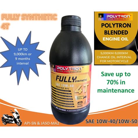 Polytron Fully Synthetic Motorcycle Oil 4T SAE 10W 40 API SN And JASO