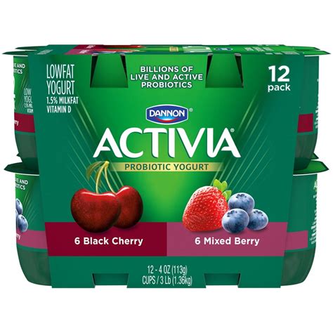 Activia Lowfat Mixed Berry Black Cherry Yogurt Oz Count