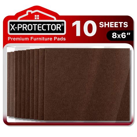 Felt Furniture Pads X Protector 10 Pack Premium 8”x6” Heavy Duty 15