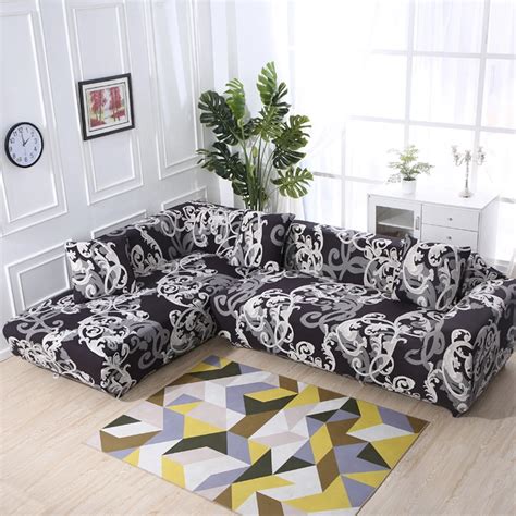 All Inclusive Black Royal Stretch L Shape Sofa Covers For Living Room