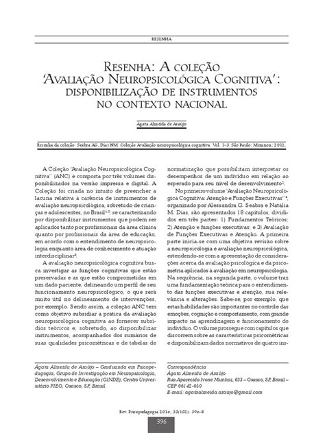 Resenha A Coleção Avaliação Neuropsicológica Cognitiva Disponibilização De Instrumentos No