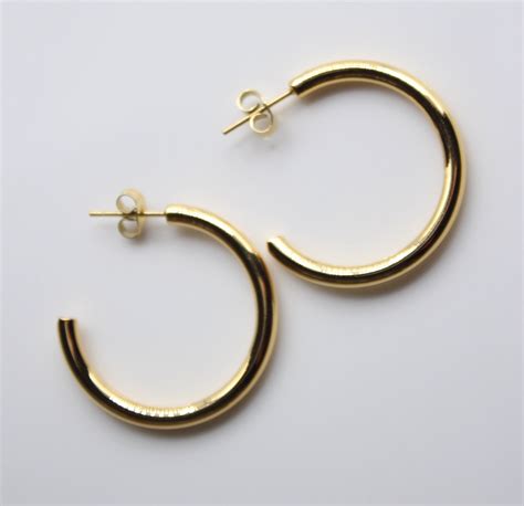 Gold Chunky Hoop Earrings Gold Hoops Gold Earrings 18k Gold Etsy