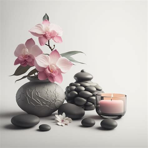 Hermoso Y Relajante Spa Con Velas Piedras Y Flores Foto Premium