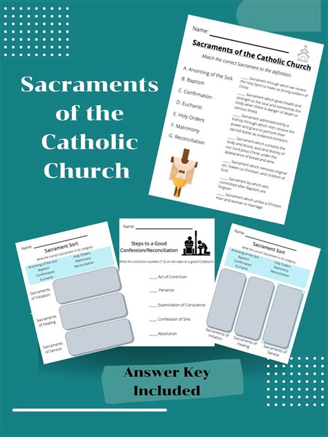 7 Sacraments of the Catholic Church (Worksheet or Quiz)-Answer Key included - Classful