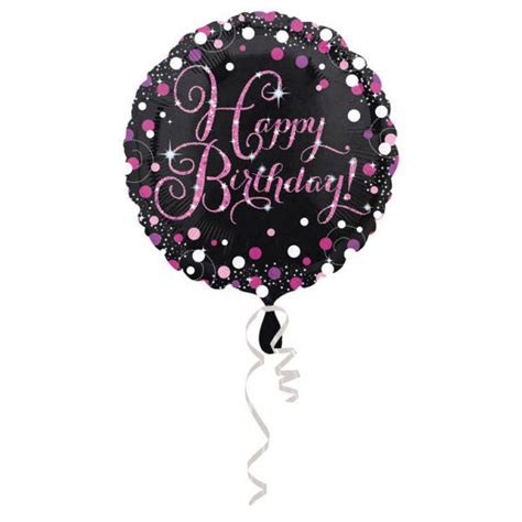 Partycolare Palloncino Mylar Happy Birthday Nero E Rosa Cm