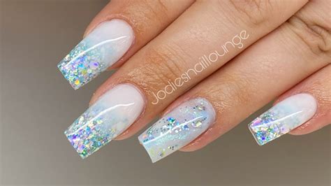 White Glitter Ombre Nails