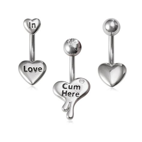 Love Heart Belly Piercing Bar Women Sexy Surgical Steel Belly Button