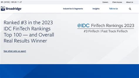 Broadridge Ranked In The Idc Fintech Rankings Top And Is