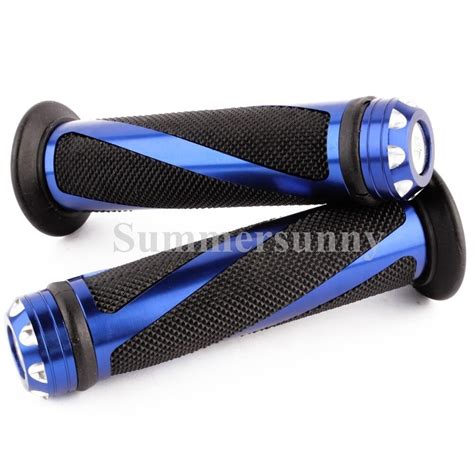 Blue Aluminum Rubber Gel Hand Grips For Motorcycle Handlebar Dirt