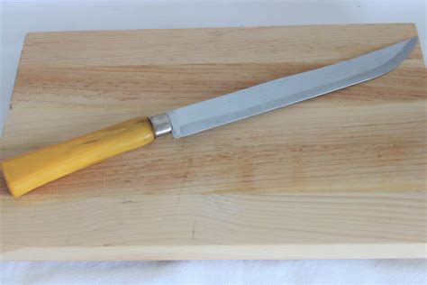 Vintage Butterscotch Bakelite Handle Stainless Steel Knife Etsy