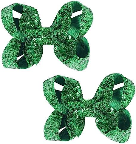 Amazon Cute Green Sparkly Glitter Sequin Hair Bows Pack Of