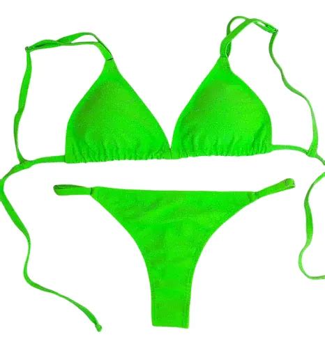 Bikini Triangulo Y Colaless Regulable Neon Verde Verde Limón 1 MercadoLibre