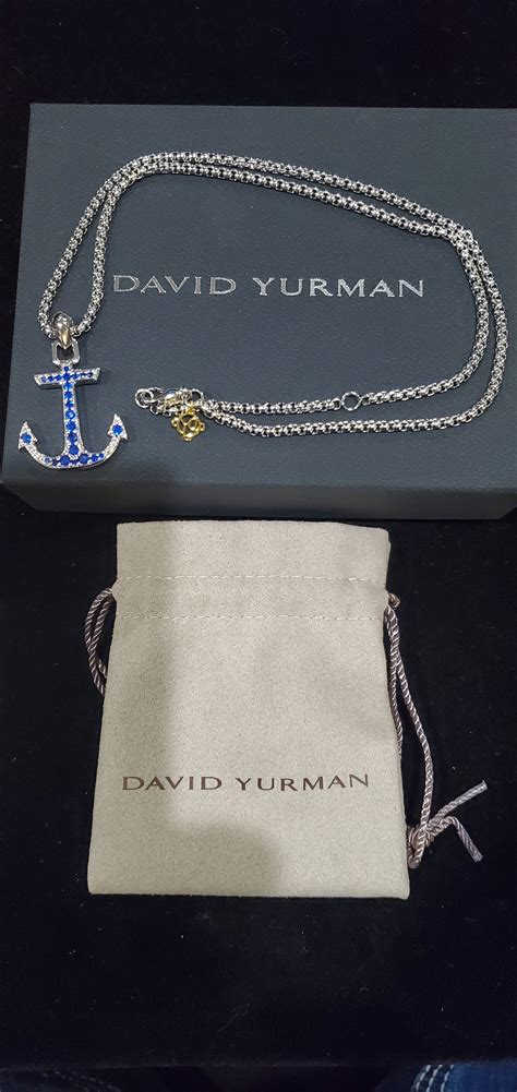 David Yurman Maritime Anchor Amulet Sterling Silver With Blue Pavé