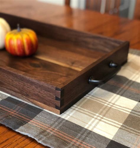 Black Walnut Serving Tray With Handcut Dovetails Etsy