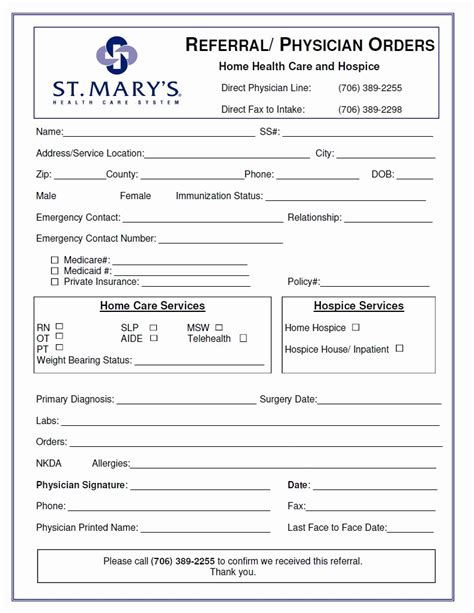 Physician Order Forms Templates