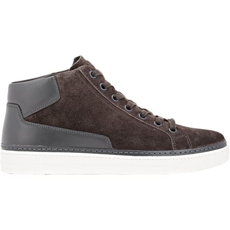 Lyst Prada Men S Mid Top Sneakers In Gray For Men