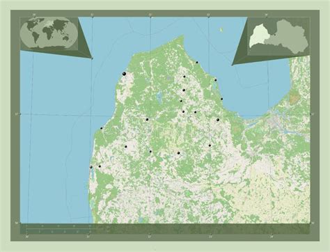 Kurzeme, Latvia. OSM. Major Cities Stock Illustration - Illustration of ...