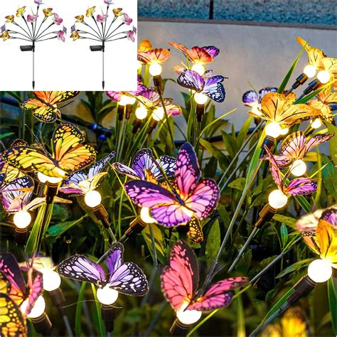 2szt MOTYL LAMPKI SOLARNE FIREFLY LAMPY SOLARNA OGRODOWE KULKI 10x LED