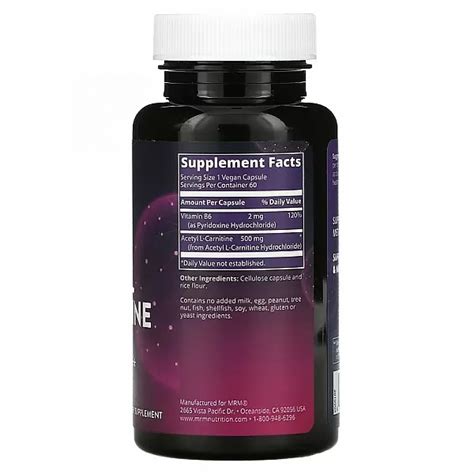 Ацетил Л карнитин (L Carnitine) 60 капсул MRM Купить - Biovit.ua