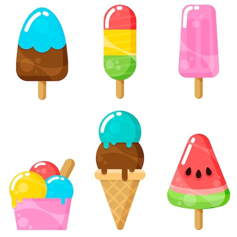 Set De Helados Vector Premium