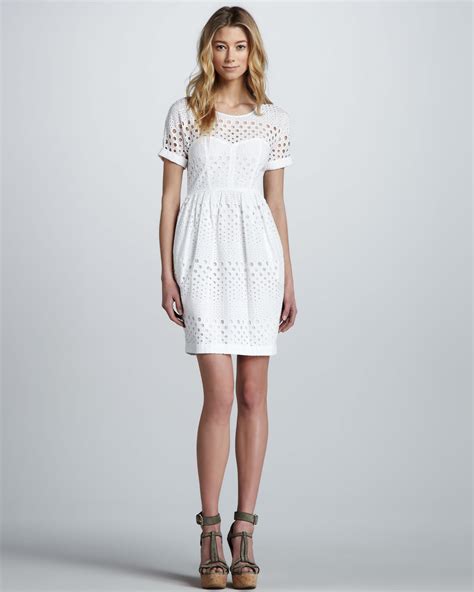 Lyst Burberry Brit Bustier Detail Eyelet Dress In White