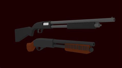 3d Model Low Poly Shotgun Bundle Vr Ar Low Poly Cgtrader