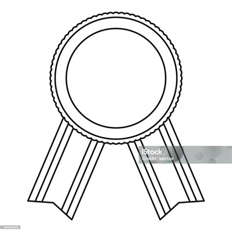 Award Ribbon Icon Vector Thin Line Stock Illustration Download Image