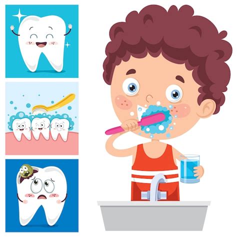 Premium Vector Brushing Teeth Concept With Cartoon Character