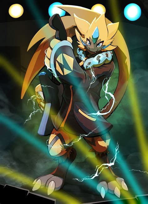 The Big Imageboard Tbib Ambiguous Gender Anthro Band Festival Zeraora Biped Black Body Black