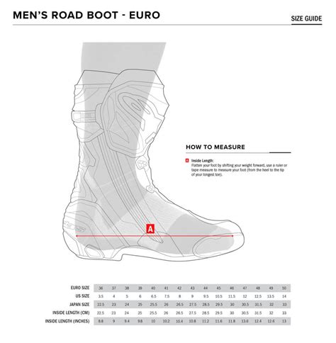 Motorcycle Boot Sizing Chart Reviewmotors Co