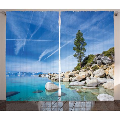 East Urban Home Rustikaler Vorhang Seascape Lake Tahoe Nautisch Blau