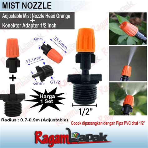 Jual MIST NOZZLE SPRAYER ORANGE MISTING KONEKTOR ADAPTER 1 2 PIPA