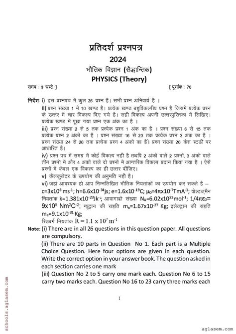 Uttarakhand Board Th Physics Model Paper Pdf