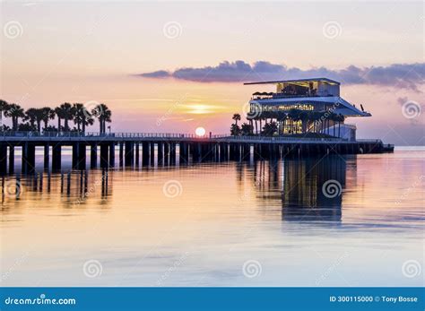 St Pete Pier at Sunrise stock photo. Image of water - 300115000