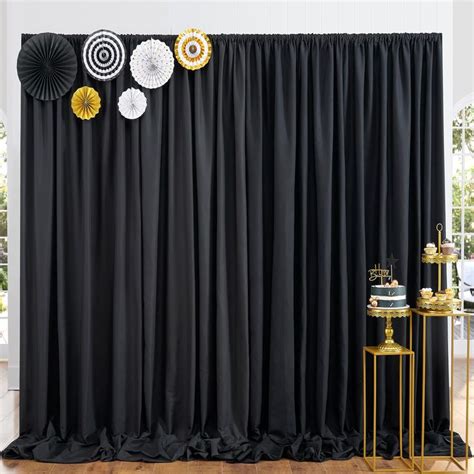 Ft X Ft Black Backdrop Curtain Panels For Parties Thick Polyester