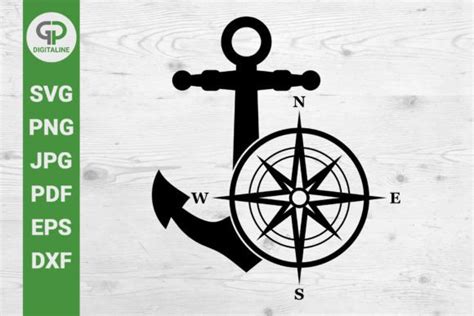 Navy Anchor Nautical Compass Svg Graphic By Gpdigitalines · Creative Fabrica