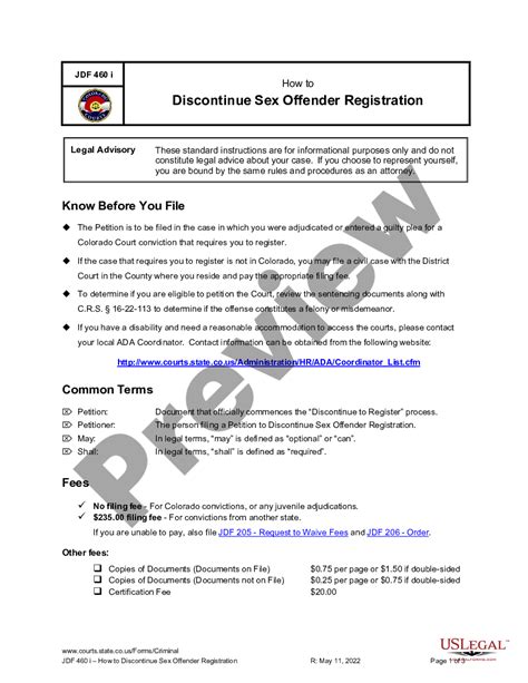 Colorado Check List For Petition To Discontinue Sex Offender