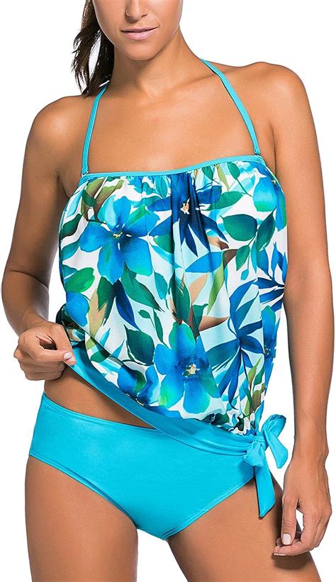 Bsubseach Womens Solid Strapless Tankini Bandeau Triangle Briefs